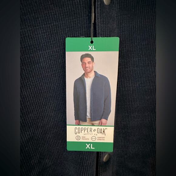 Copper & Oak Co Long Sleeve Snap Down Corduroy Navy Button Down Men’s Jacket - Picture 2 of 10